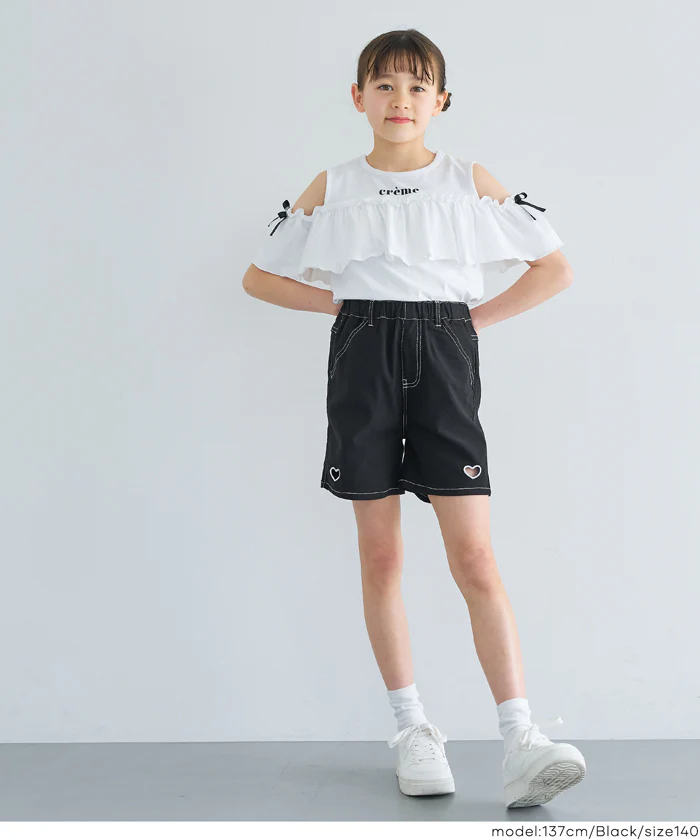 ハート刺繍ショートパンツ キッズ メール便不可 - Image 7