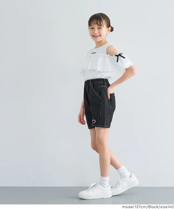 ハート刺繍ショートパンツ キッズ メール便不可 - Image 9