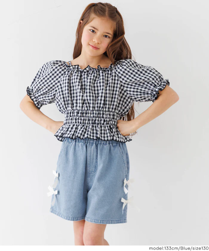 デニムリボンショートパンツ キッズ メール便不可 - Image 8