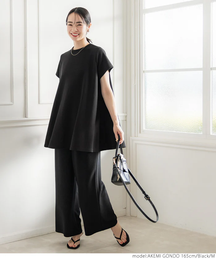 ★WEB限定【1290円】★チュニック レディース エンボス加工 フレア 半袖 Aライン カットソー ミディアム丈 メール便不可 - Image 18