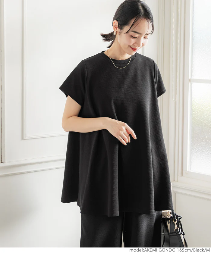 ★WEB限定【1290円】★チュニック レディース エンボス加工 フレア 半袖 Aライン カットソー ミディアム丈 メール便不可 - Image 19