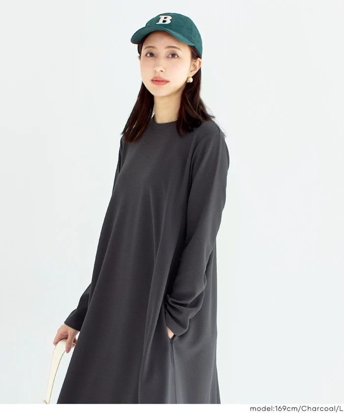 【一部WEB限定カラー】エンボス長袖Aラインワンピース レディース メール便不可 - Image 10
