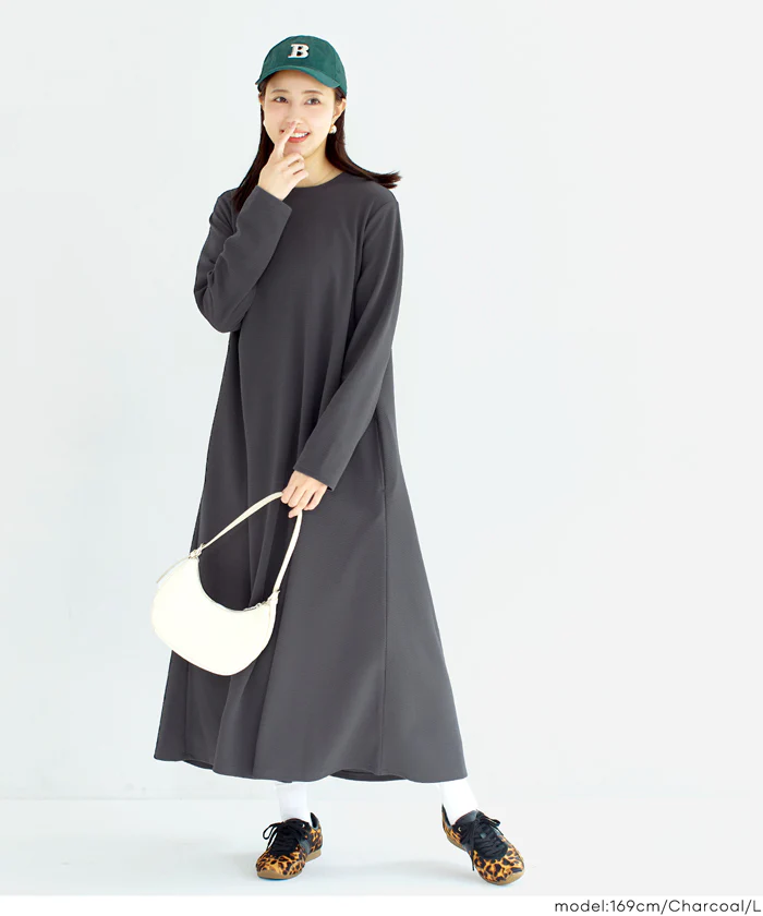 【一部WEB限定カラー】エンボス長袖Aラインワンピース レディース メール便不可 - Image 8