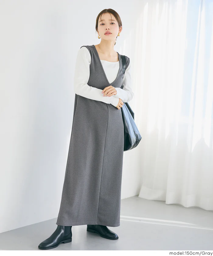 エンボスVネックワンピース レディース メール便不可 - Image 11