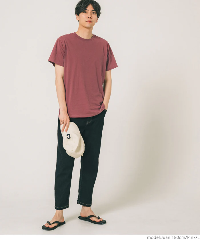 セール★990円→550円 Tシャツ メンズ コットン Uネック レギュラーフィット ミディアム丈 無地 シンプル ベーシック 半袖 綿100 メール便可 23ss coca コカ - Image 9