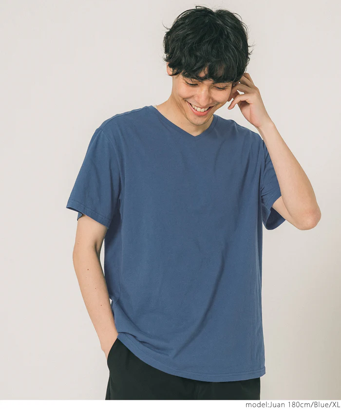 セール★990円→550円 Tシャツ メンズ コットン Vネック レギュラーフィット ミディアム丈 無地 シンプル ベーシック 半袖 綿100 メール便可 23ss coca コカ - Image 11