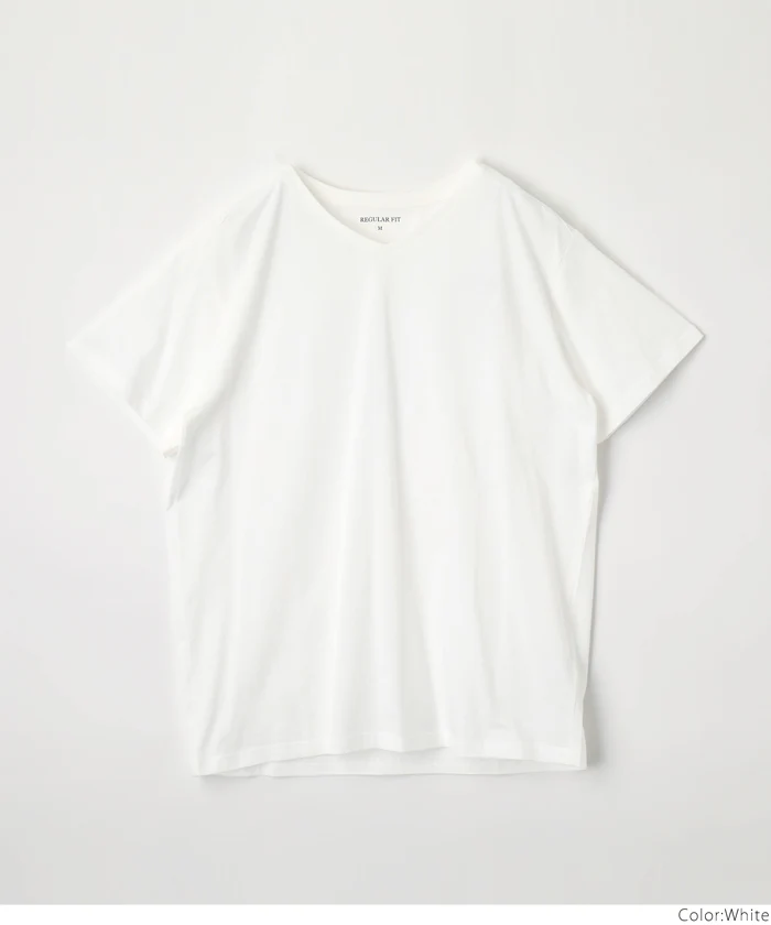 セール★990円→550円 Tシャツ メンズ コットン Vネック レギュラーフィット ミディアム丈 無地 シンプル ベーシック 半袖 綿100 メール便可 23ss coca コカ - Image 12
