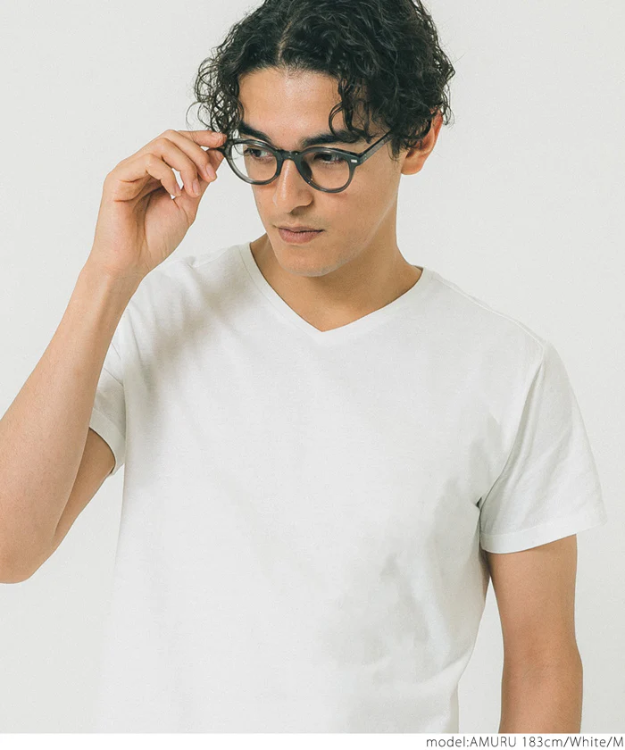 セール★990円→550円 Tシャツ メンズ コットン Vネック レギュラーフィット ミディアム丈 無地 シンプル ベーシック 半袖 綿100 メール便可 23ss coca コカ - Image 5