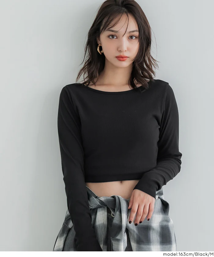 前後2WAYリブクロップドロンT レディース メール便可 - Image 3
