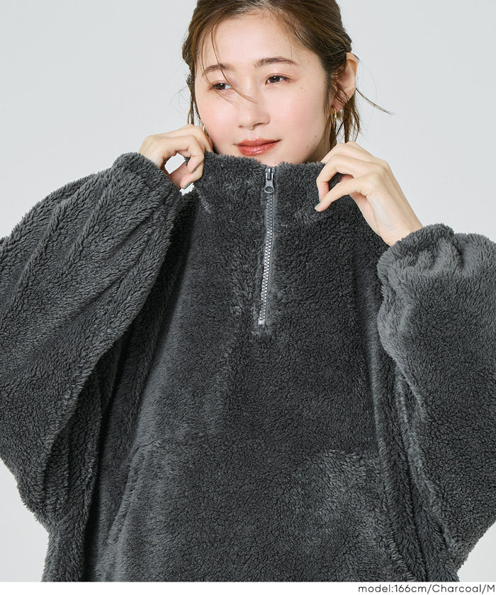 セール★1990円→990円 【WEB限定】ボアハーフジップブルゾン レディース メール便不可 - Image 10