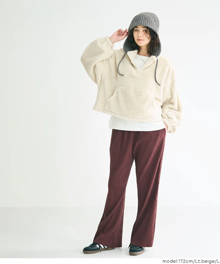 セール★1990円→990円 【WEB限定】ボアハーフジップブルゾン レディース メール便不可 - Image 3