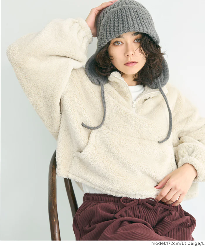 セール★1990円→990円 【WEB限定】ボアハーフジップブルゾン レディース メール便不可 - Image 6