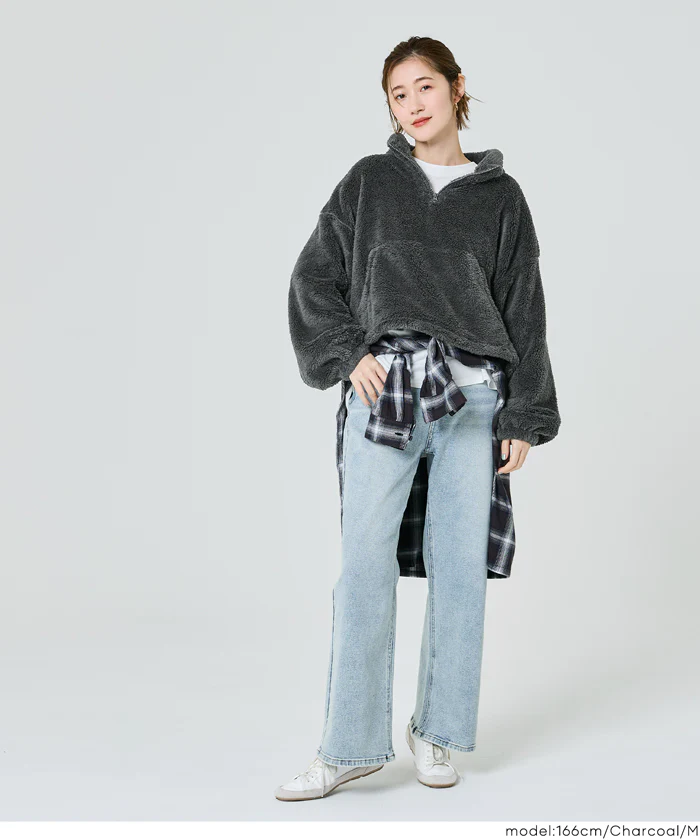 セール★1990円→990円 【WEB限定】ボアハーフジップブルゾン レディース メール便不可 - Image 7