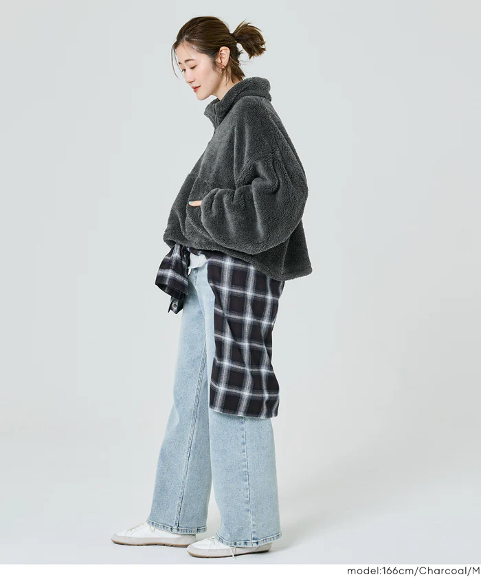 セール★1990円→990円 【WEB限定】ボアハーフジップブルゾン レディース メール便不可 - Image 8