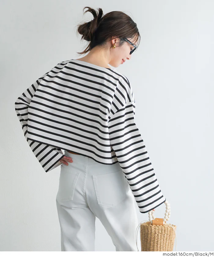 ボーダークロップドTシャツ レディース メール便不可 - Image 11