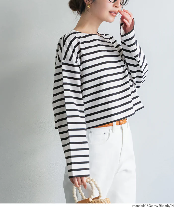 ボーダークロップドTシャツ レディース メール便不可 - Image 13