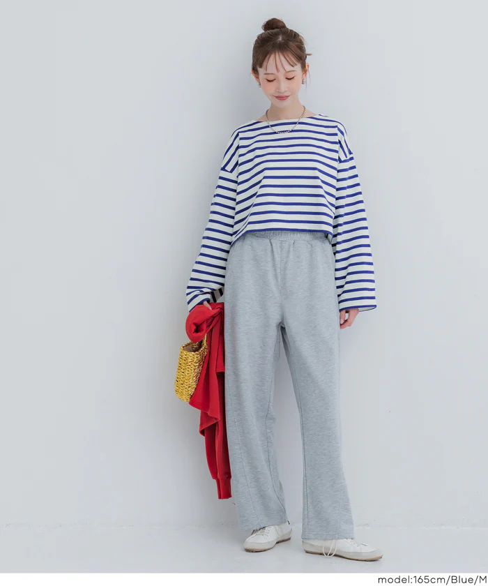 ボーダークロップドTシャツ レディース メール便不可 - Image 6