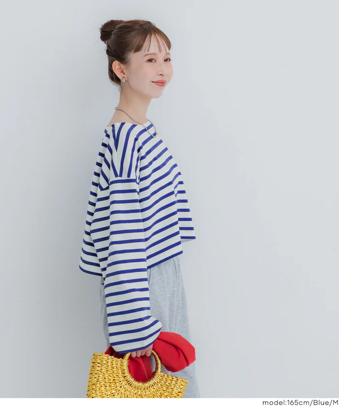 ボーダークロップドTシャツ レディース メール便不可 - Image 7