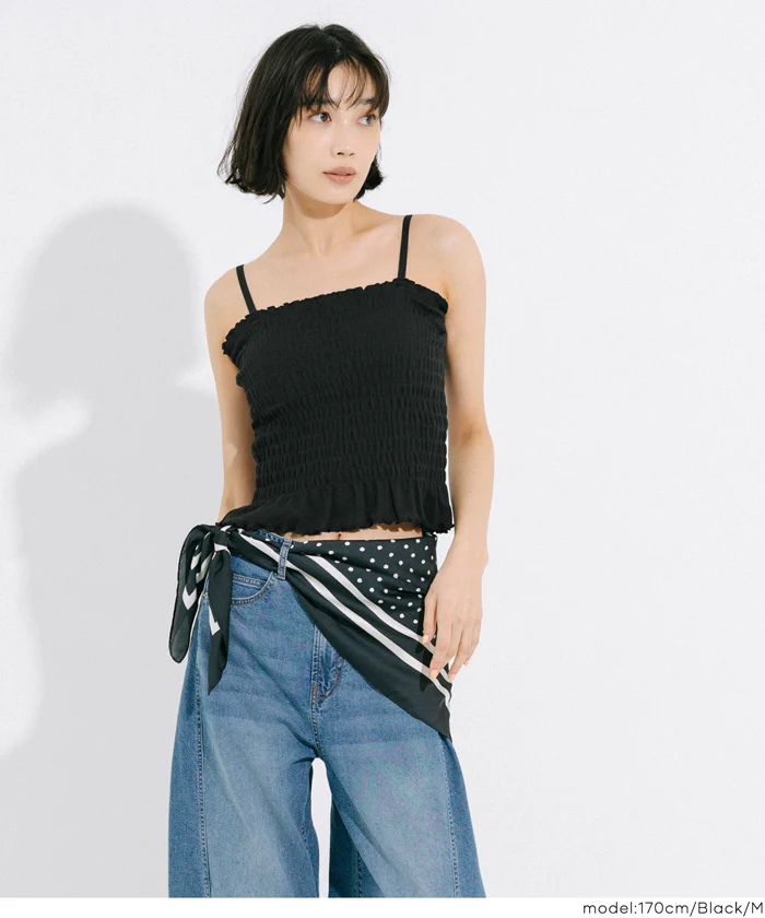 GW限定セール★ OUT BRA カップ付きシャーリングキャミ レディース メール便不可 - Image 12