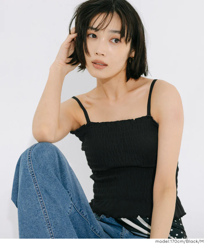 GW限定セール★ OUT BRA カップ付きシャーリングキャミ レディース メール便不可 - Image 14