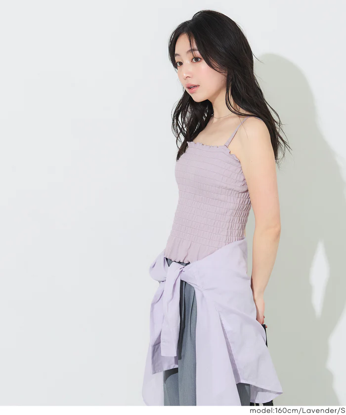 GW限定セール★ OUT BRA カップ付きシャーリングキャミ レディース メール便不可 - Image 16