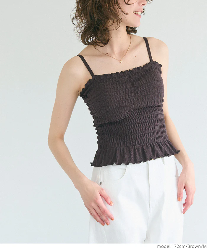GW限定セール★ OUT BRA カップ付きシャーリングキャミ レディース メール便不可 - Image 19