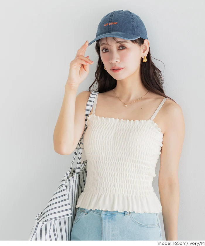GW限定セール★ OUT BRA カップ付きシャーリングキャミ レディース メール便不可 - Image 4