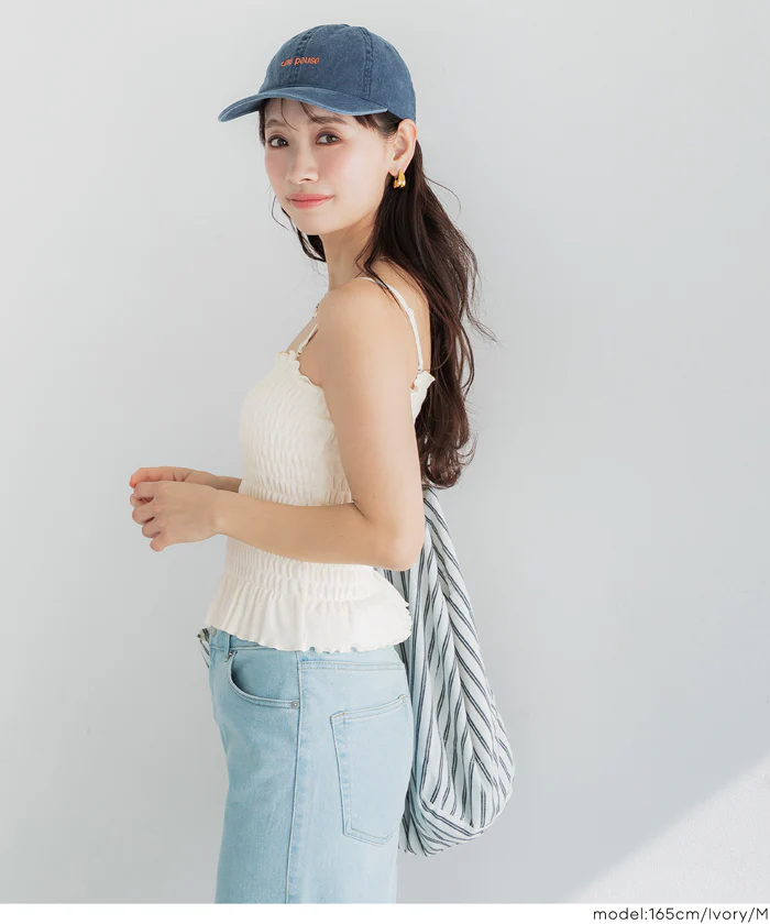 GW限定セール★ OUT BRA カップ付きシャーリングキャミ レディース メール便不可 - Image 5
