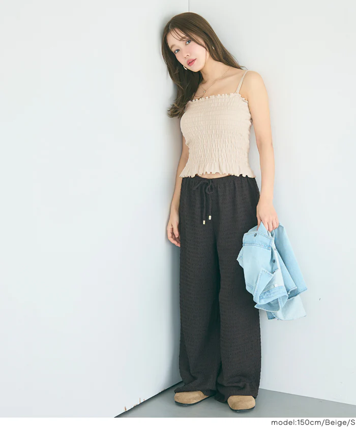 GW限定セール★ OUT BRA カップ付きシャーリングキャミ レディース メール便不可 - Image 7