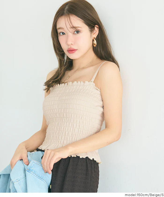 GW限定セール★ OUT BRA カップ付きシャーリングキャミ レディース メール便不可 - Image 8