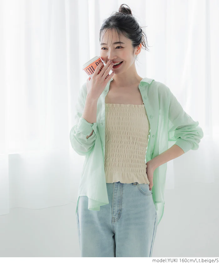 外で着られるブラトップス OUT BRA カップ付きシャーリングキャミ レディース メール便不可 - Image 10