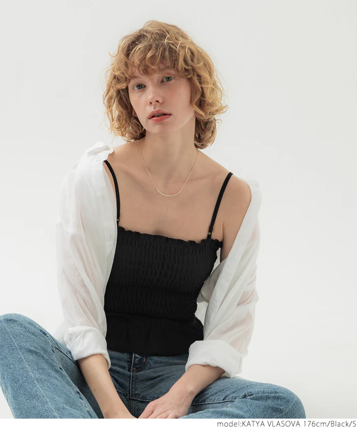 外で着られるブラトップス OUT BRA カップ付きシャーリングキャミ レディース メール便不可 - Image 11