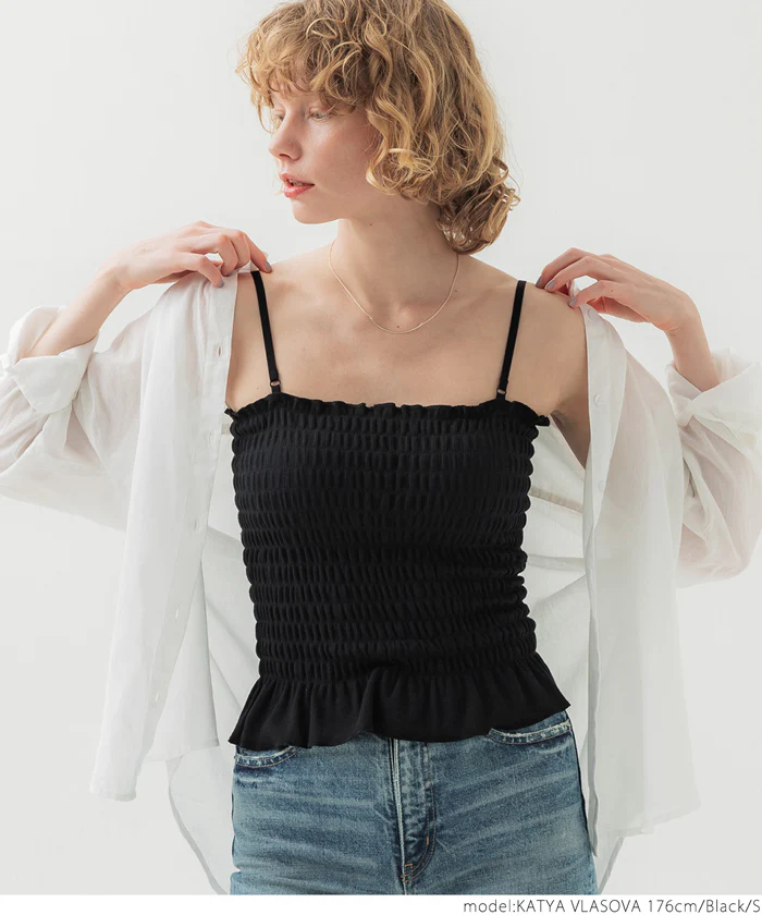外で着られるブラトップス OUT BRA カップ付きシャーリングキャミ レディース メール便不可 - Image 13