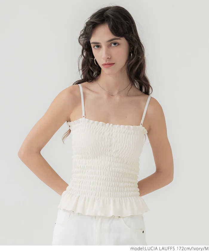 外で着られるブラトップス OUT BRA カップ付きシャーリングキャミ レディース メール便不可 - Image 3