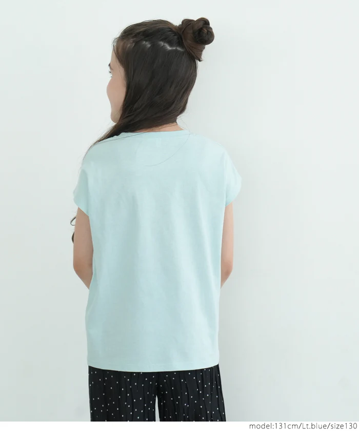 【アウトレット返品交換不可】キッズ 110-140 Tシャツ フレンチスリーブ ロゴ クルーネック 伸縮性 薄手 女の子 子供服 メール便可 - Image 12