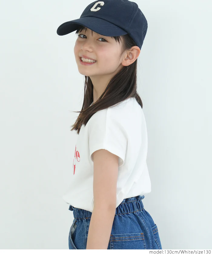 【アウトレット返品交換不可】キッズ 110-140 Tシャツ フレンチスリーブ ロゴ クルーネック 伸縮性 薄手 女の子 子供服 メール便可 - Image 16