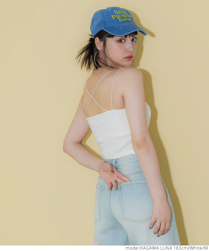 セール★1490円→990円 ブラトップス OUT BRA キャミソール レディース クロップド丈 インナー 肩紐 GC メール便不可 - Image 3