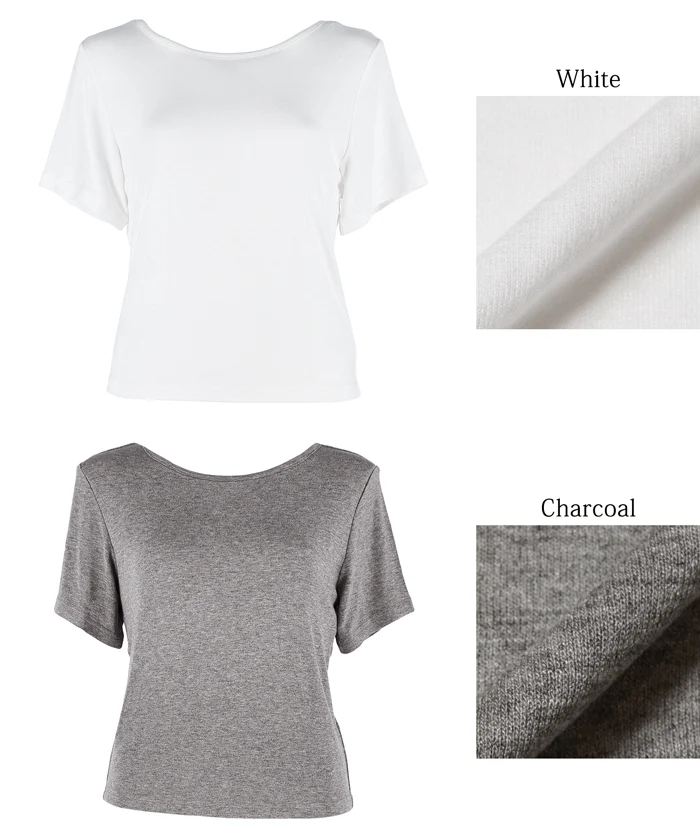 セール★1290円→550円 Tシャツ レディース バックオープン バックリボン ドロスト とろみ クルーネック ミディアム丈 無地 半袖 薄手 GC メール便可 24ss coca コカ - Image 14