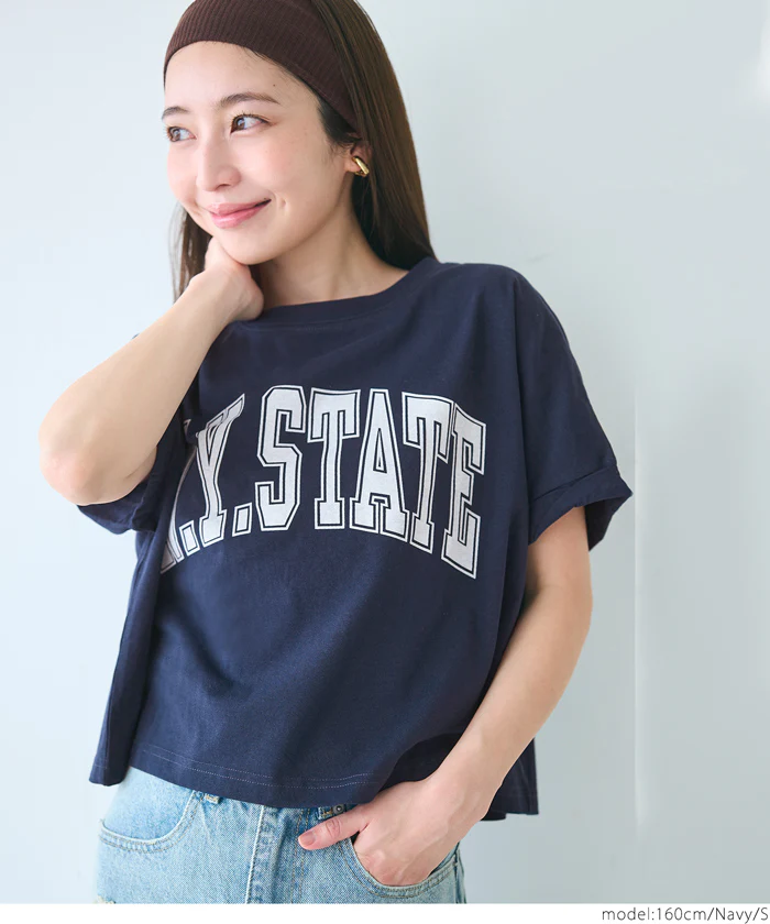 レギュラーウェイトロールアップロゴTシャツ レディース メール便可 - Image 11