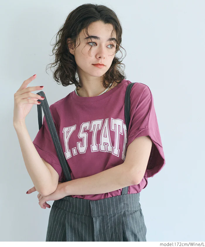 レギュラーウェイトロールアップロゴTシャツ レディース メール便可 - Image 14