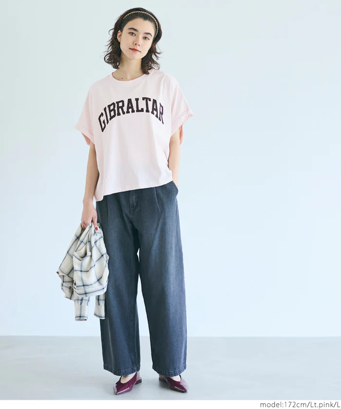 レギュラーウェイトロールアップロゴTシャツ レディース メール便可 - Image 2