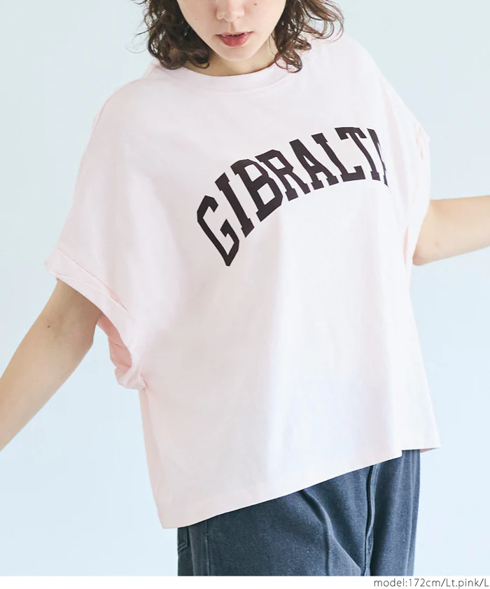 レギュラーウェイトロールアップロゴTシャツ レディース メール便可 - Image 3