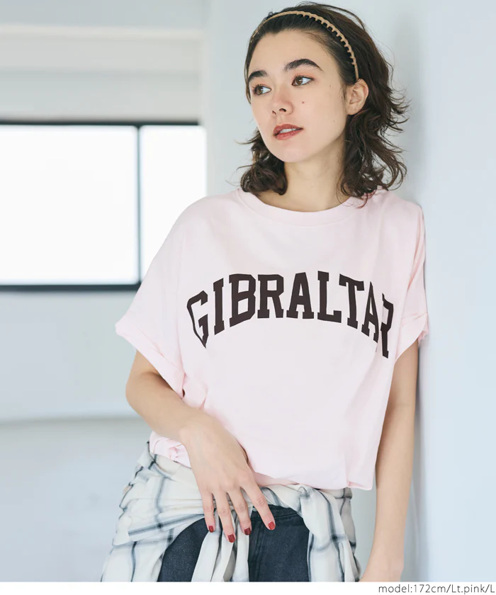 レギュラーウェイトロールアップロゴTシャツ レディース メール便可 - Image 5