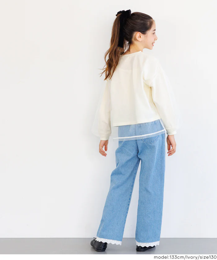 セール★1690円→990円 チュールドッキング長袖Tシャツ キッズ メール便不可 - Image 5