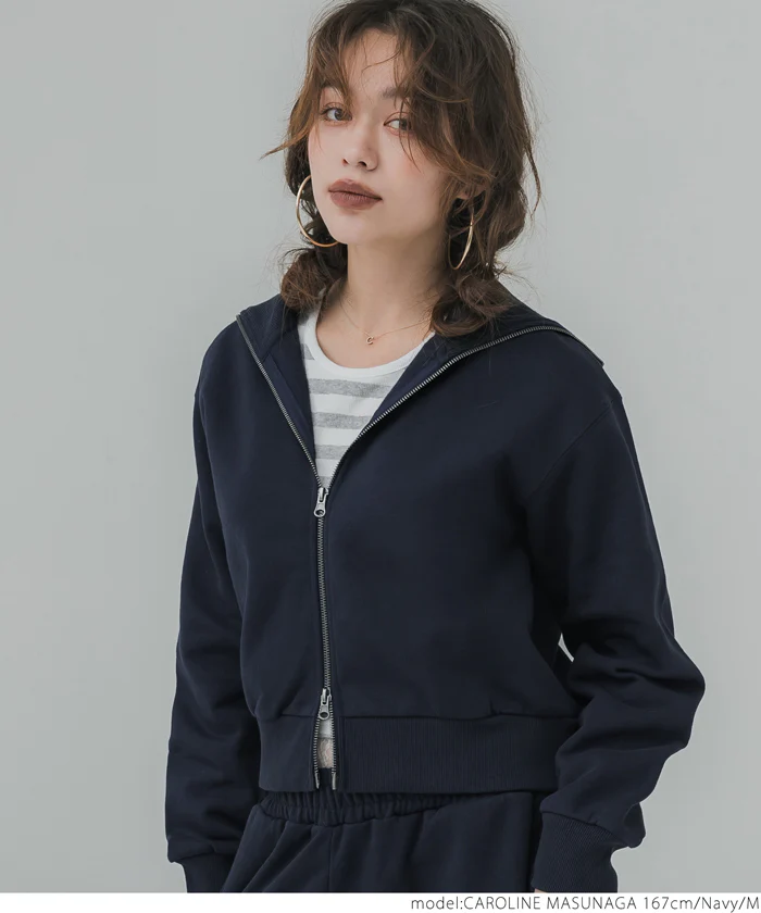WEB限定セール ★2690円→990円ヘビーウェイト裏起毛クロップドジッパーフーディ レディース メール便不可 - Image 13