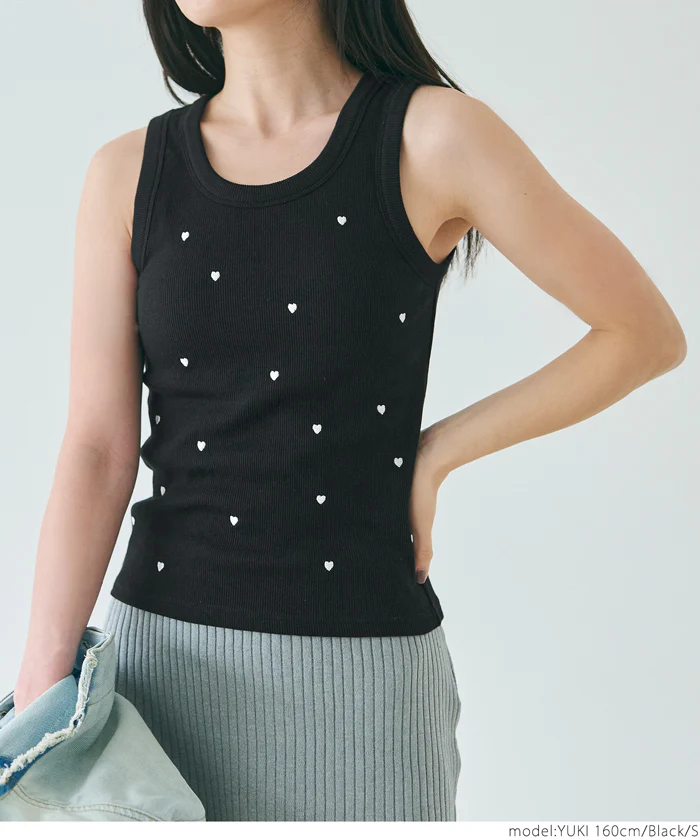 WEB限定セール ★1490円→550円ブラトップス OUT BRAカップ付ハート刺繍タンクトップ レディース メール便不可 - Image 7