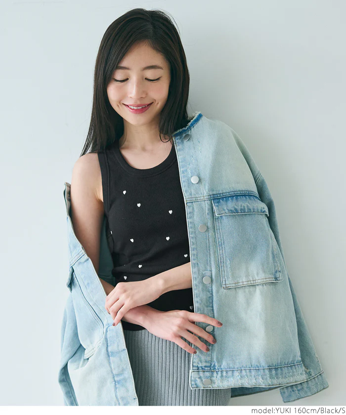 WEB限定セール ★1490円→550円ブラトップス OUT BRAカップ付ハート刺繍タンクトップ レディース メール便不可 - Image 8