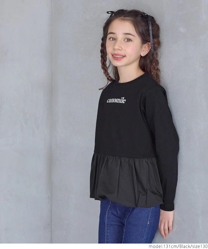 セール★1690円→550円 異素材バルーンヘム長袖Tシャツ キッズ メール便不可 - Image 8