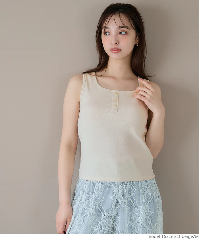 WEB限定セール ★1490円→550円ブラトップス OUT BRAヘンリーネック風カップ付きタンクトップ レディース メール便不可 - Image 9