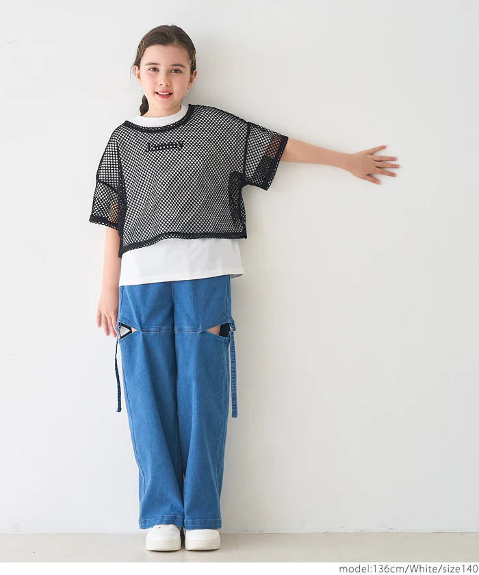 セール★1690円→550円 プリントTシャツ＆メッシュトップス 2点セット キッズ メール便不可 - Image 2